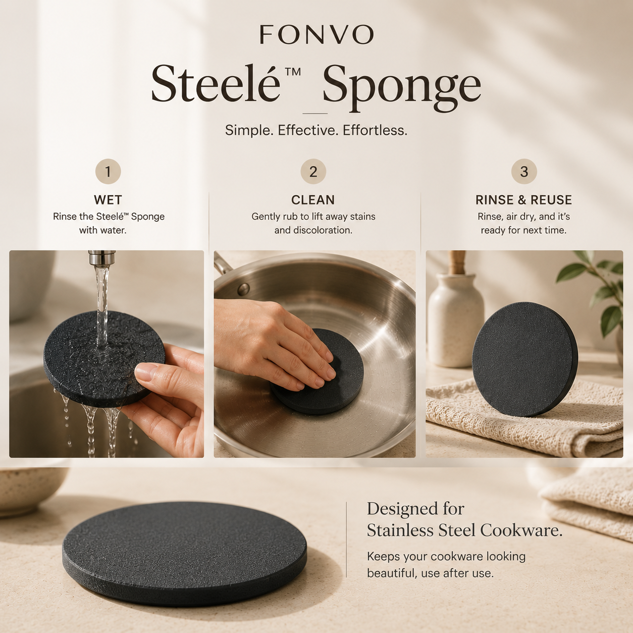 FONVO Sponge | Stainless Steel Cleaner - Image 4
