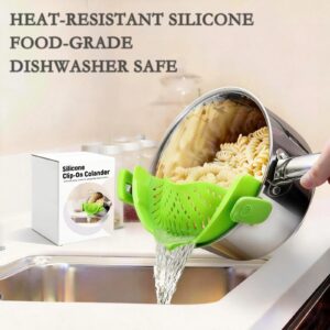 Fonvo clip-on silicone pasta strainer heat resistant food grade and dishwasher safe for draining noodles vegetables and pasta